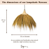 Grand abat-jour en jonc de mer – Suspension naturelle avec franges – Suspension Boho – Lampe suspendue tropicale faite à la main MAWANA (Ø 53 cm)