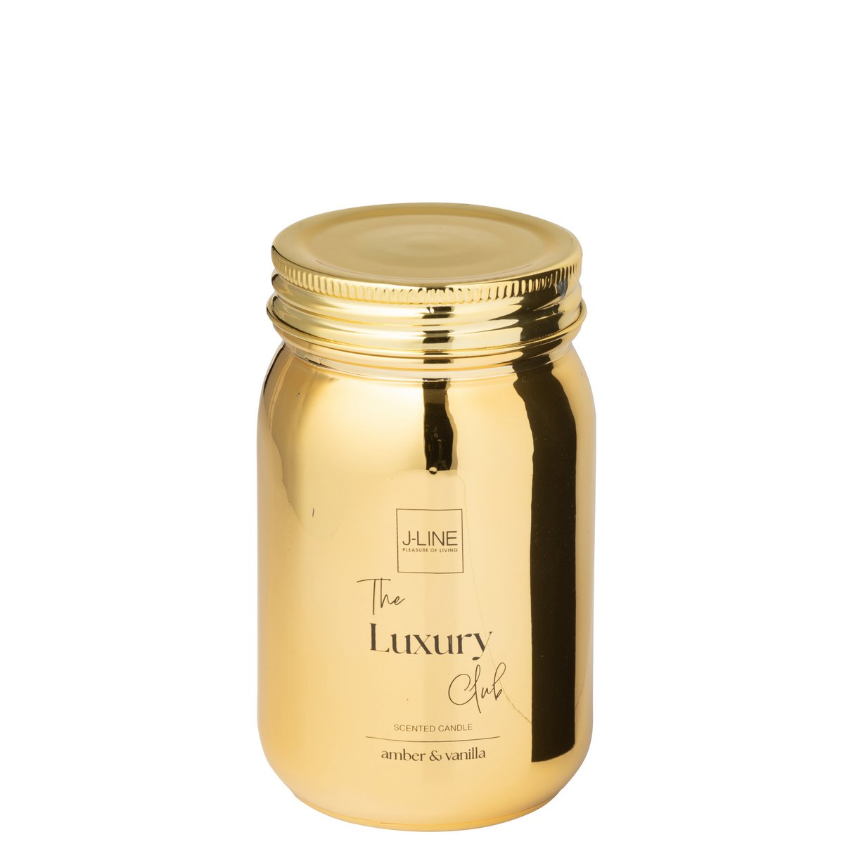 Bougie parfumée J-Line en verre doré, élégante et raffinée