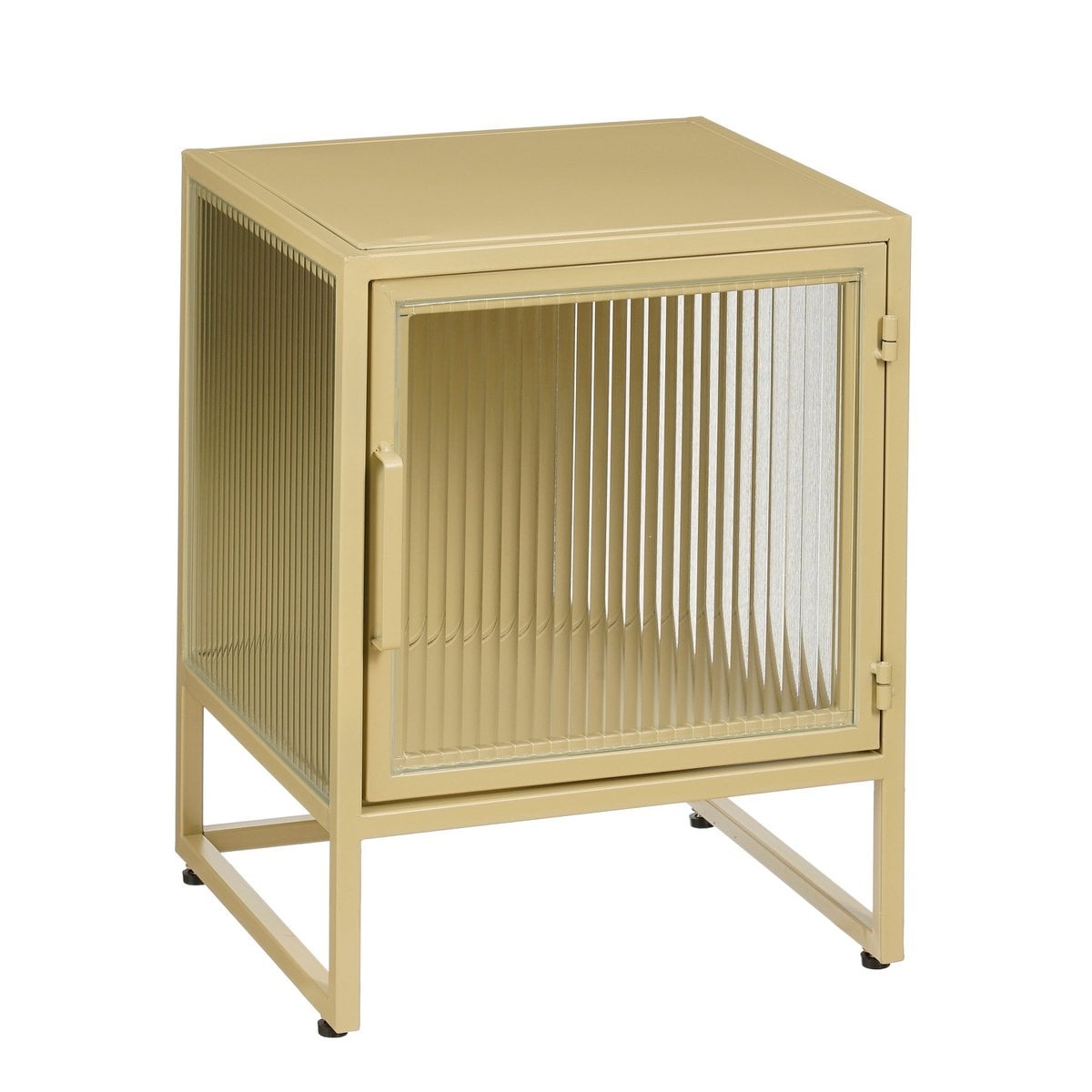 Meuble de rangement Clifton Beige - vue avant avec portes en verre nervuré