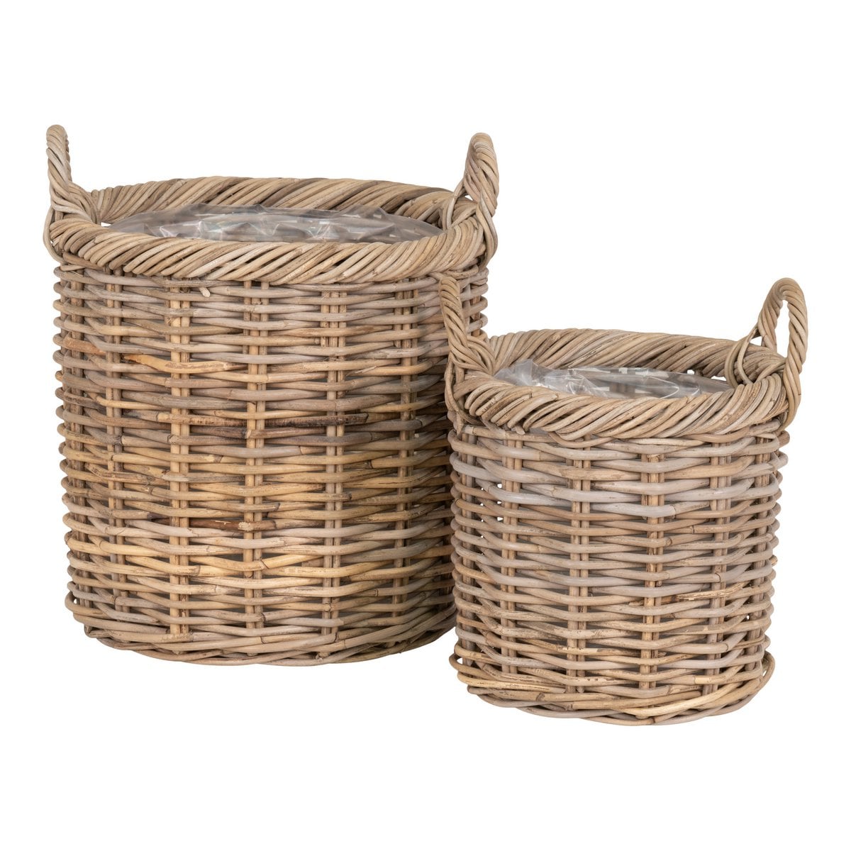 Paniers Gili en rotin naturel, vue de face avec détails de texture