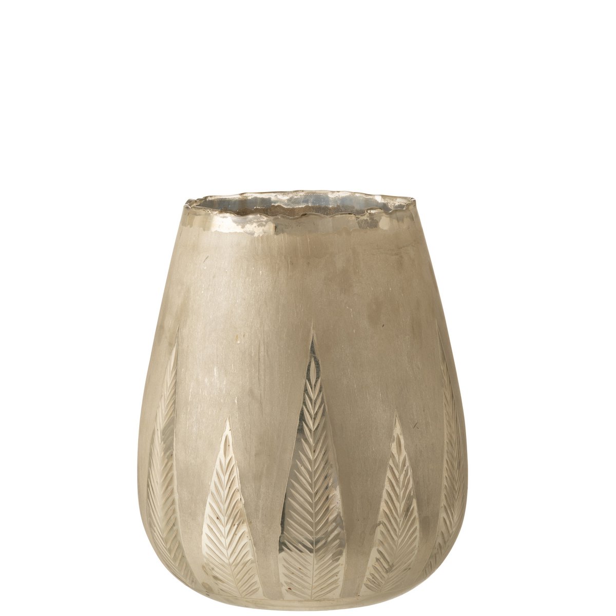 Lanterne J-Line Leaf Round en verre argenté vue de face