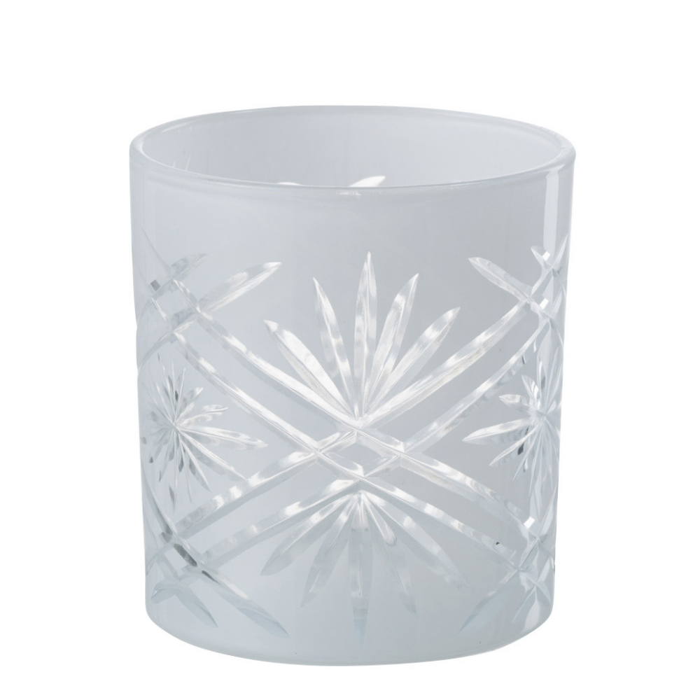 Lanterne J-Line Santorini en verre blanc, vue de face