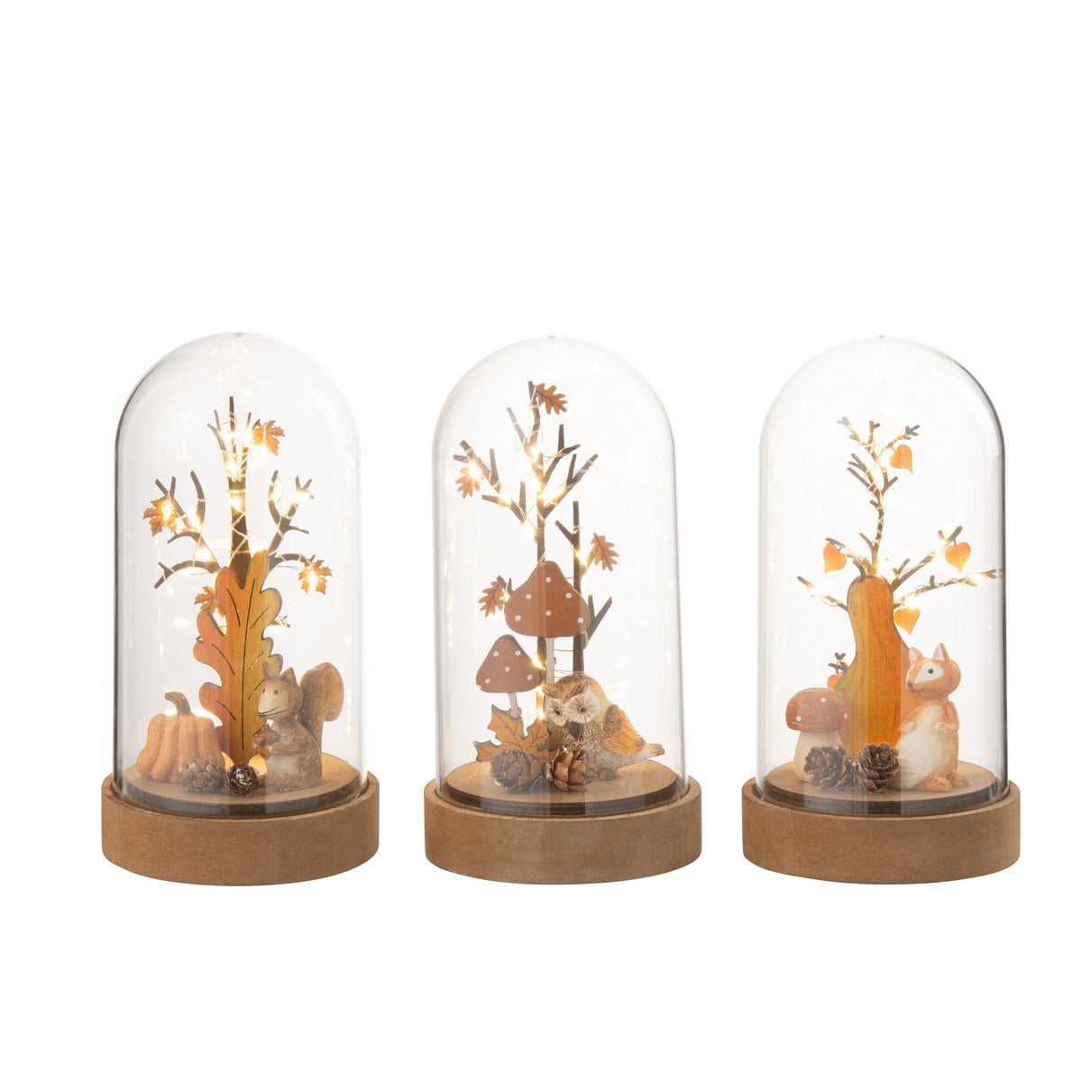Cloche de décoration J-Line Renard en bois et plastique, style naturel