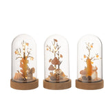 Cloche de décoration J-Line Renard en bois et plastique, style naturel