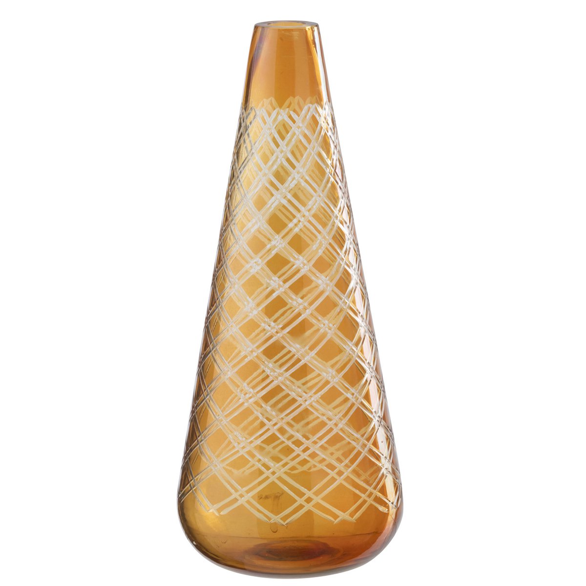 Vase J-Line en verre doré avec finition brillante, vue de face