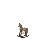 Détail du cheval à bascule J-Line, mélange bois et métal, ambiance vintage