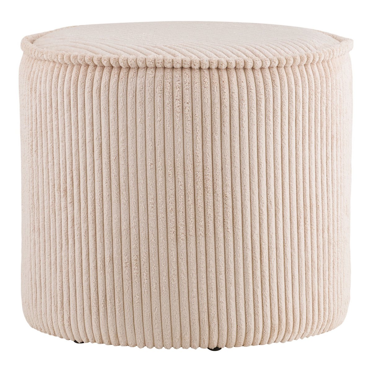 Pouf Taupo, détail du tissu en velours côtelé beige