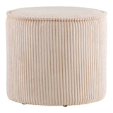 Pouf Taupo, détail du tissu en velours côtelé beige