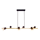6 -Seater Pendant Light "Frida" en métal noir / or, lampe suspendue, Gu10, pendentif pour salle à manger, salon, couloir ou bureau, 115 cm de long