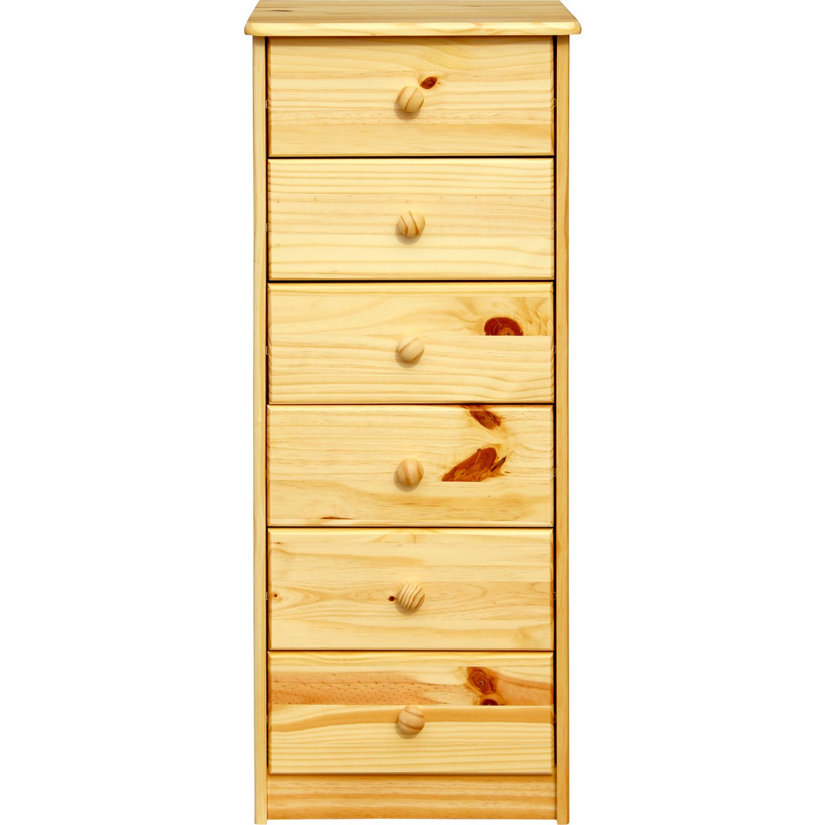 Commode en bois massif avec six tiroirs spacieux