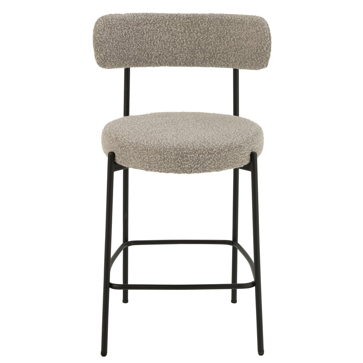Chaise de bar Bouclé J-Line en polyester gris et noir, vue avant