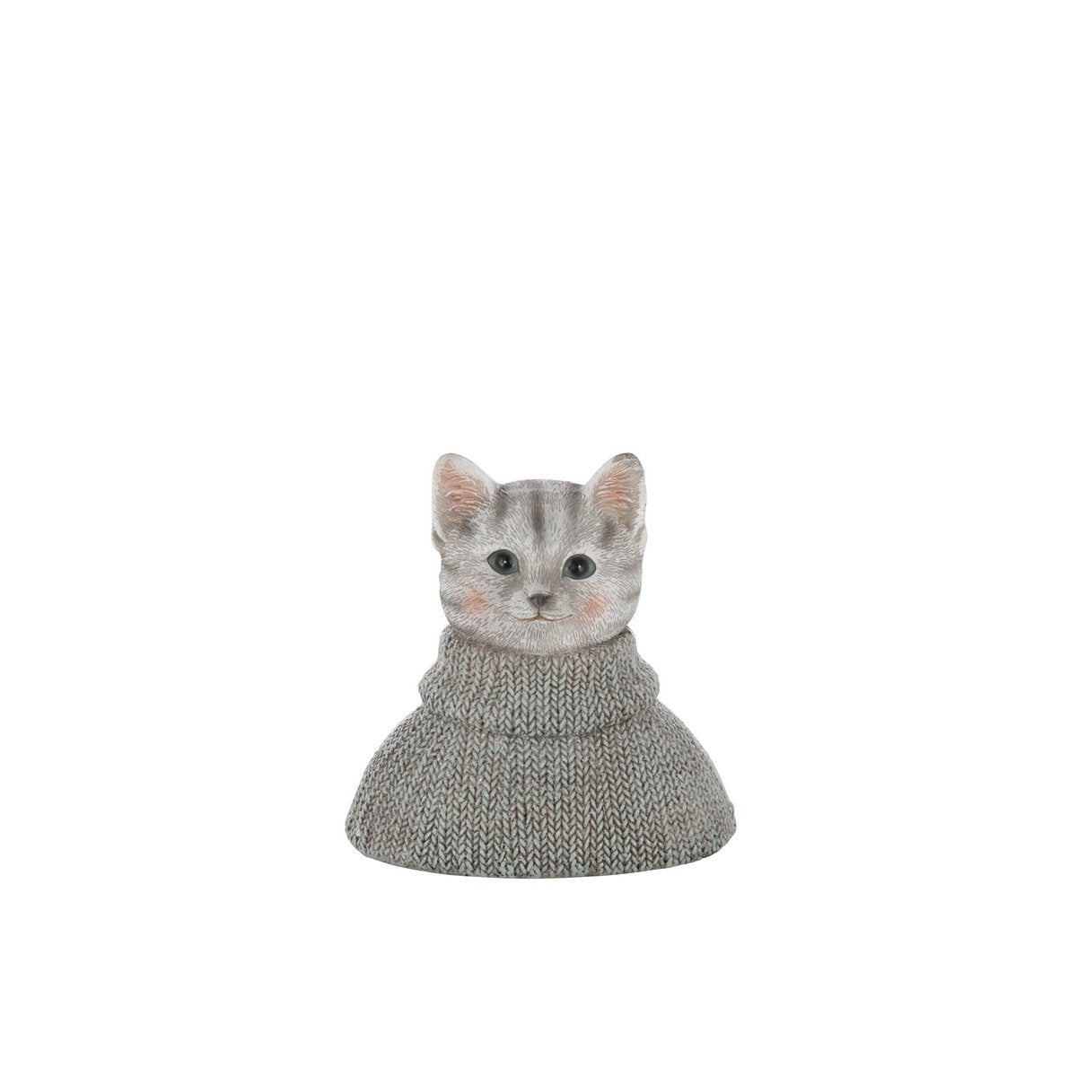 Buste de chat J-Line en polyresin bleu gris, vue de face