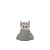 Buste de chat J-Line en polyresin bleu gris, vue de face