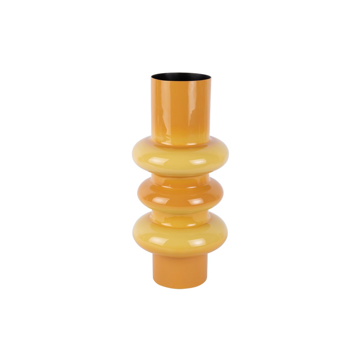 Vase Grato Moyen en métal jaune, vue de face avec détails de surface