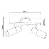 2 Mur Wall Plafond Spot "Todtnau", métal, bois et plastique, E14, 39 cm de long