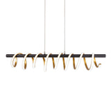 Le pendentif LED "Belleza", le pendentif en métal moderne et le plastique noir, l'or et le blanc, avec des LED fermement construites, 100 cm de long. L'éclairage idéal pour le salon, la salle à manger ou la cuisine.