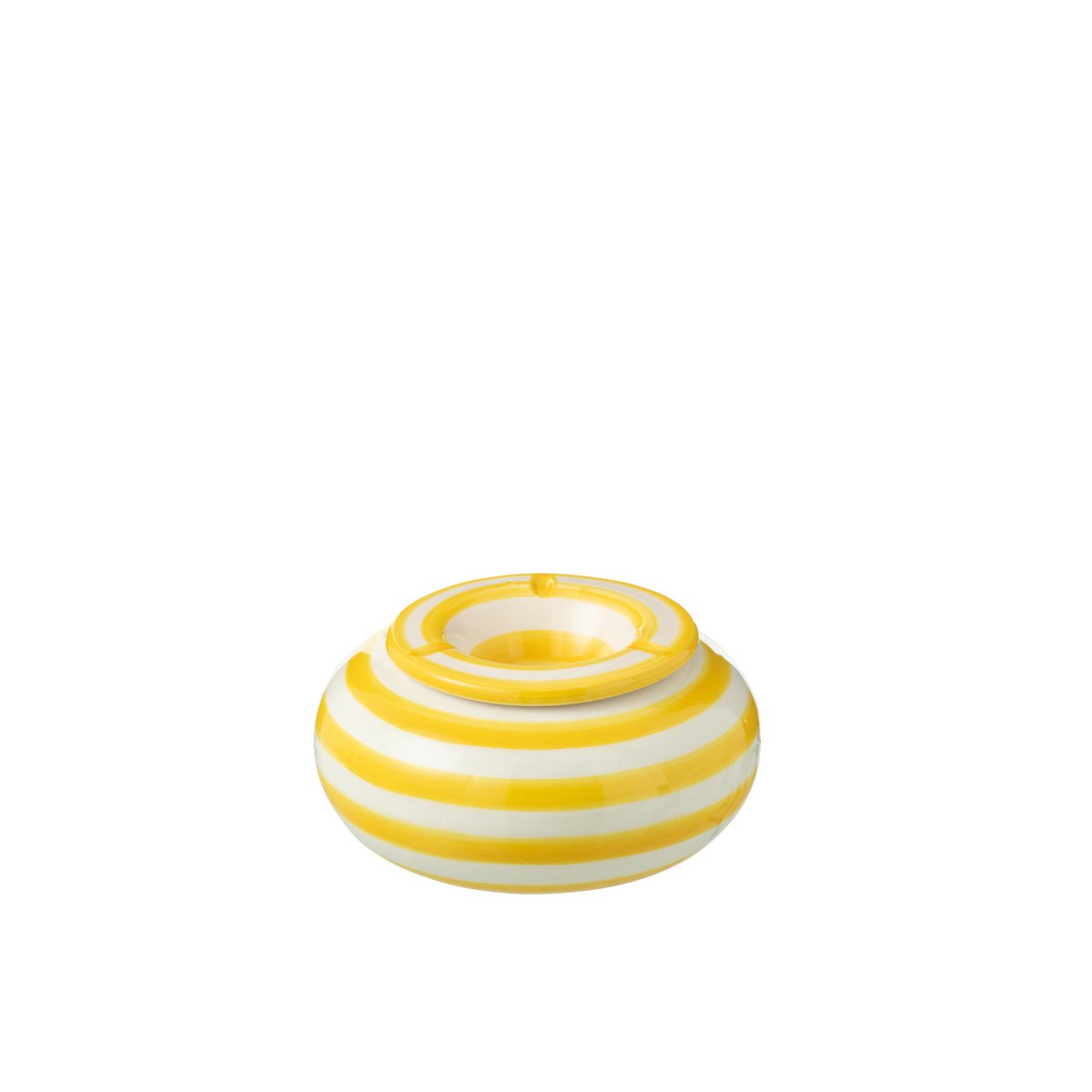 Asbak J-Line rayures de Grenade sur une table, ajoutant une touche de couleur