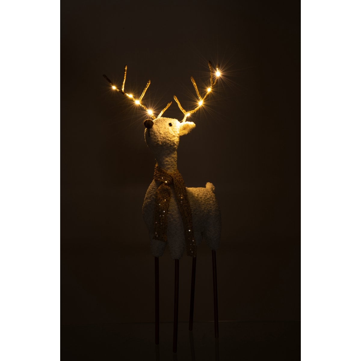Détail de l'écharpe J-Line avec motifs de renne, ambiance festive