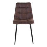 Vue de côté de la chaise Middelfart en microfibre marron
