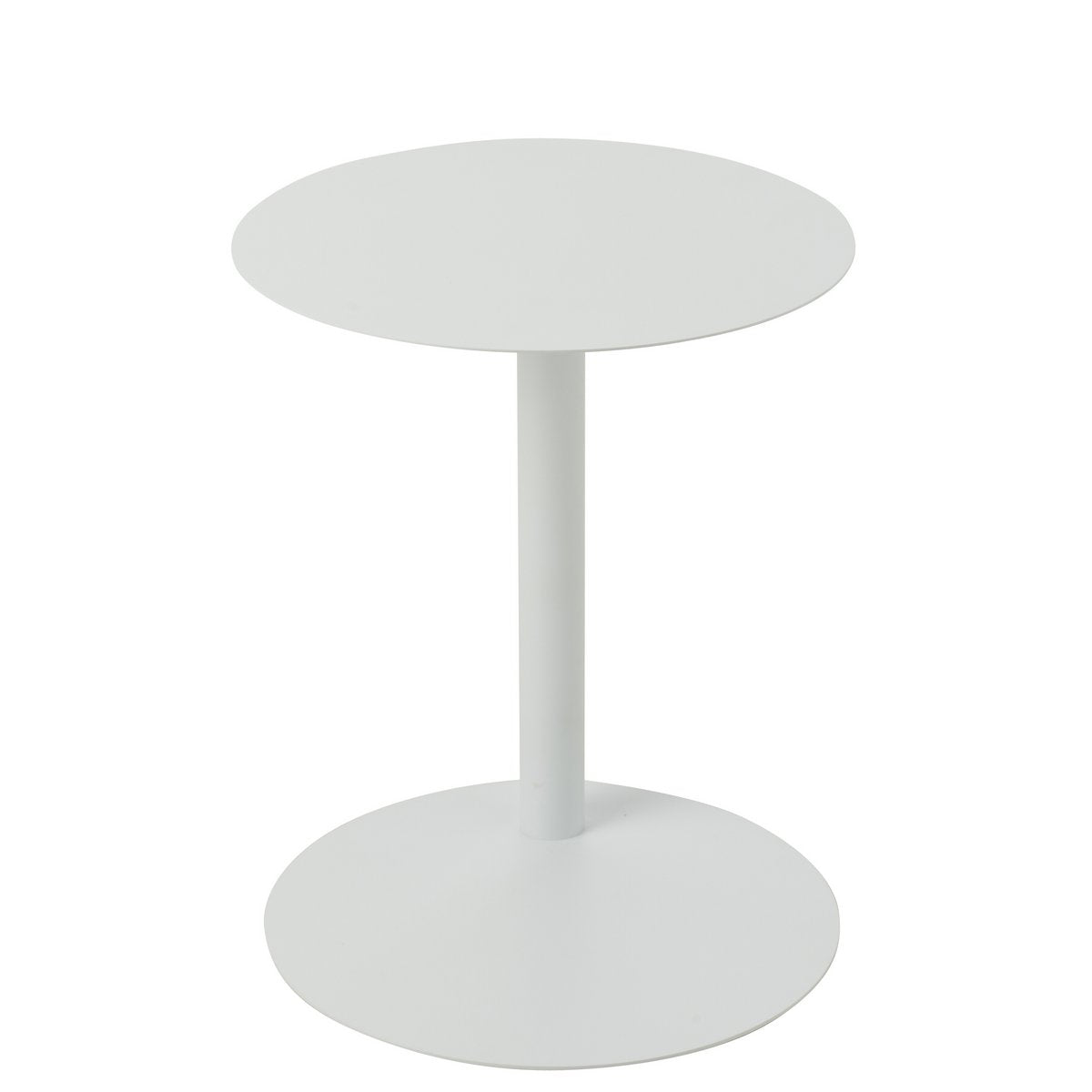 Table d'appoint J-Line ronde en métal blanc, vue de côté
