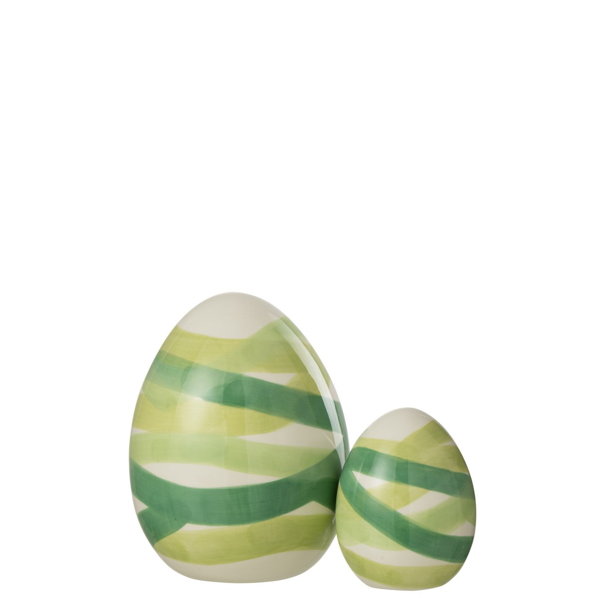 Décoration Egg Lines J-Line en céramique verte, vue de face