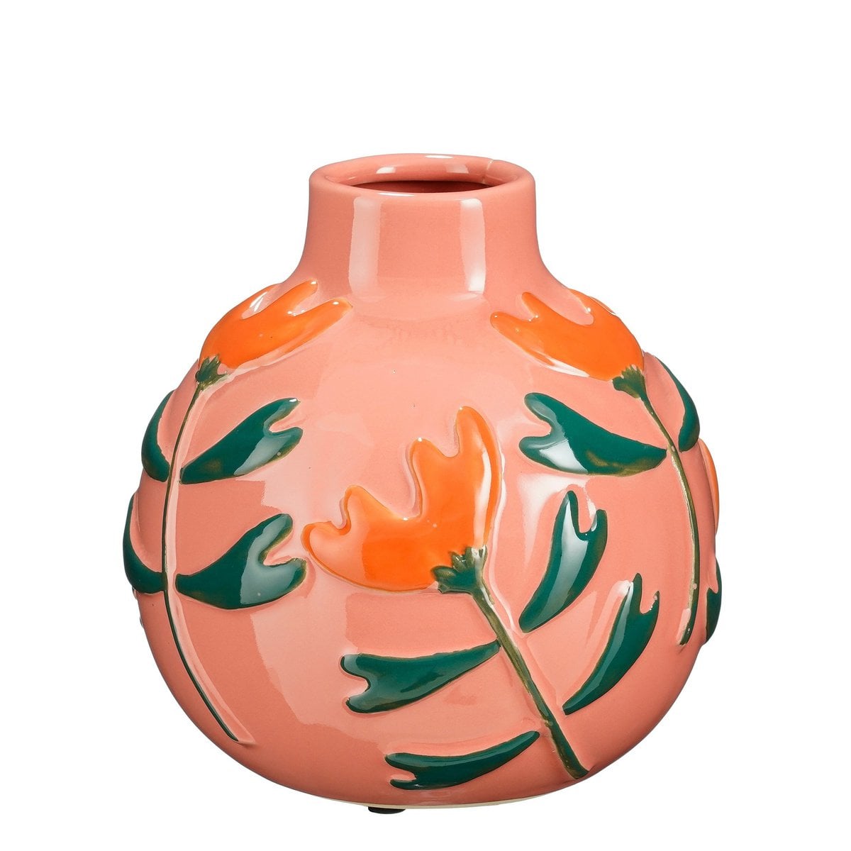 Vase Ava Rose en céramique avec motif floral coloré