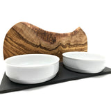 Station d'alimentation MOUNTAIN 2x bol en porcelaine 0,9 litre bois d'olivier