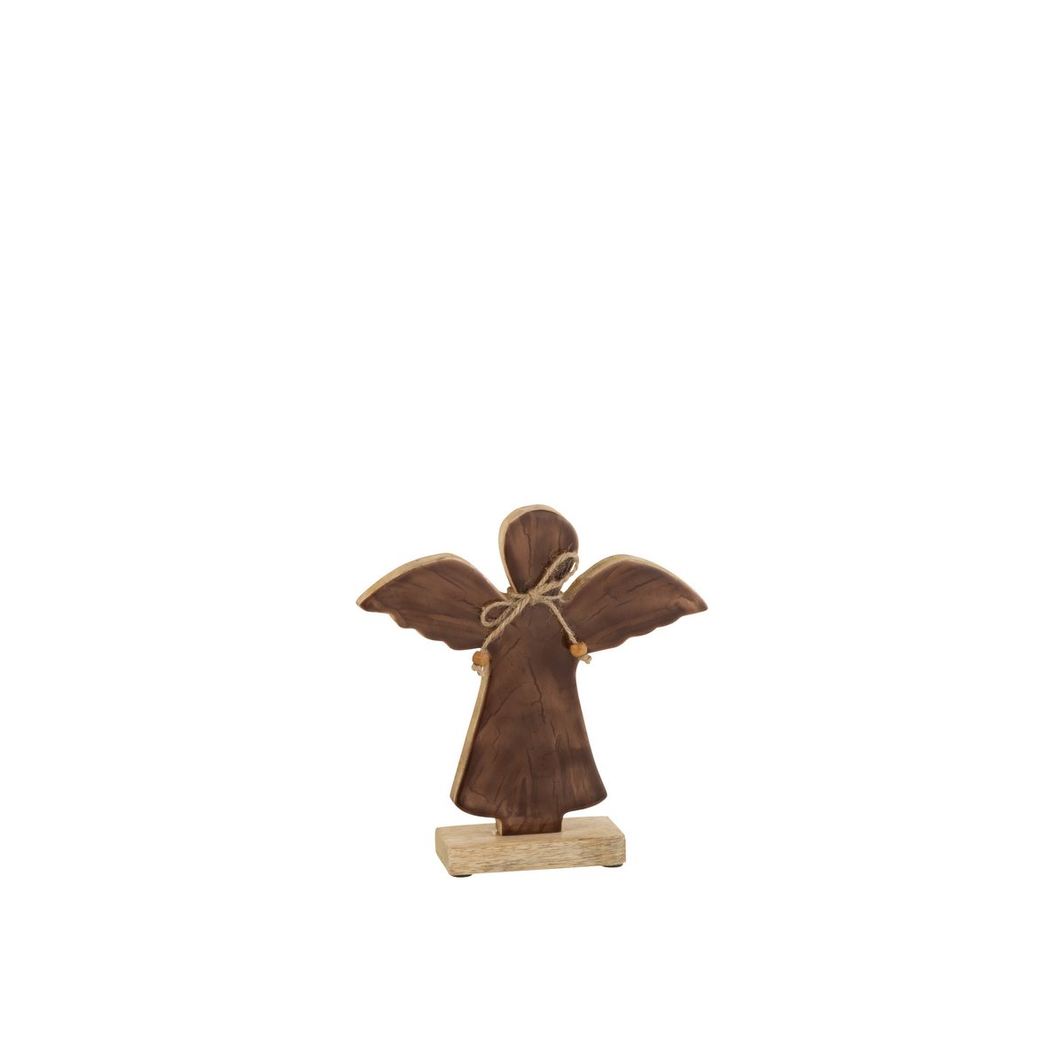 Ange Sur Pied Verni Marron Moyen - Décoration en bois verni marron