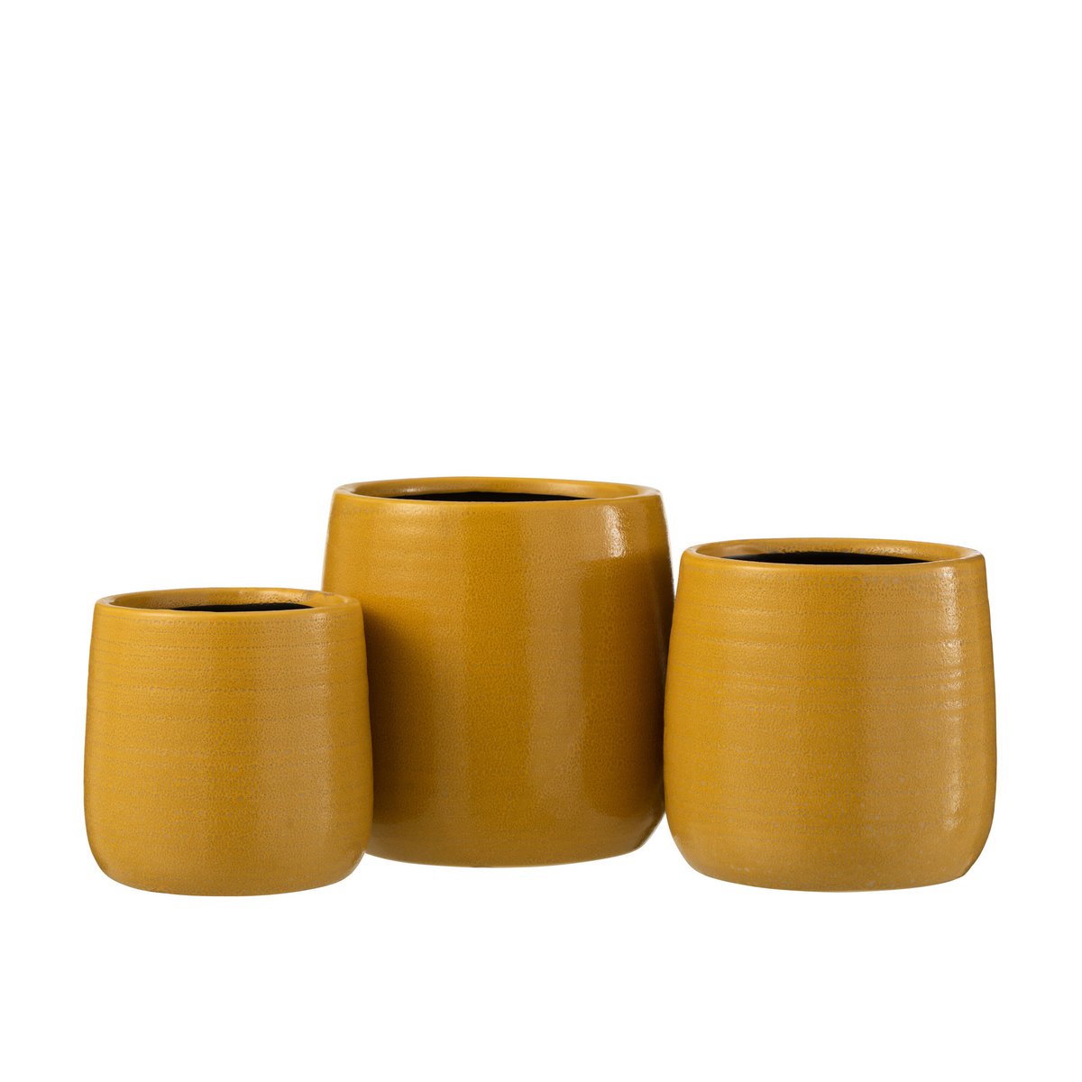 Pot de fleur J-Line en céramique ocre, vue de face