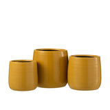 Pot de fleur J-Line en céramique ocre, vue de face