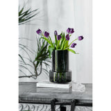 Vase design rétro moderne gris foncé TYLER12GR avec forme cylindrique