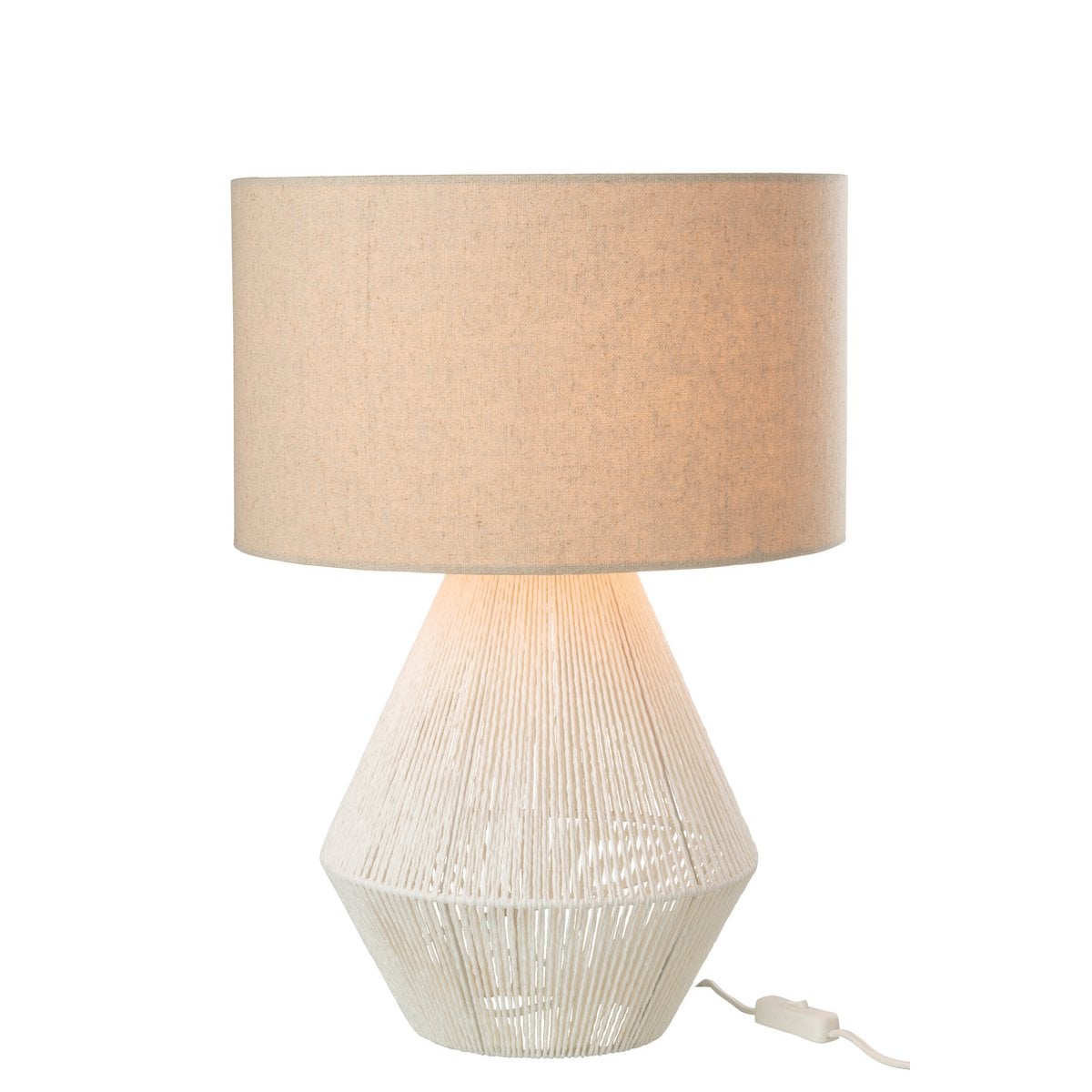 Détail de la lampe J-Line en jute, ambiance bohème