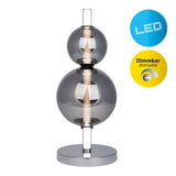 Lampe de table à LED "Nova" Chrome en métal et verre fumée, avec LED intégrée, 44 cm de haut
