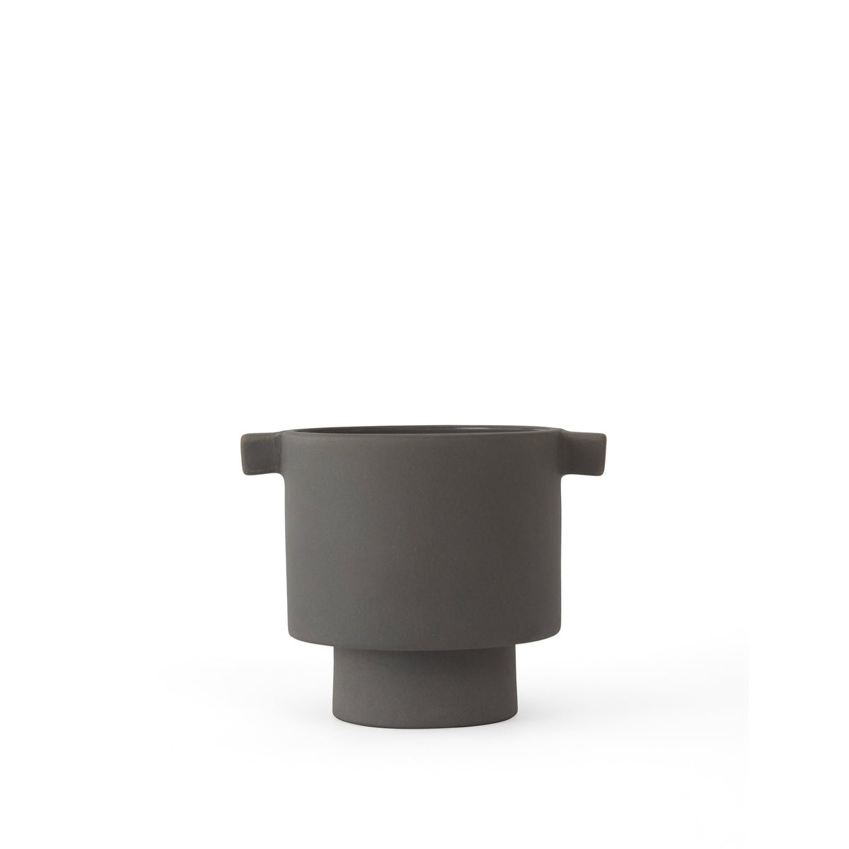 Pot Inka Kana en céramique gris anthracite avec poignées décoratives