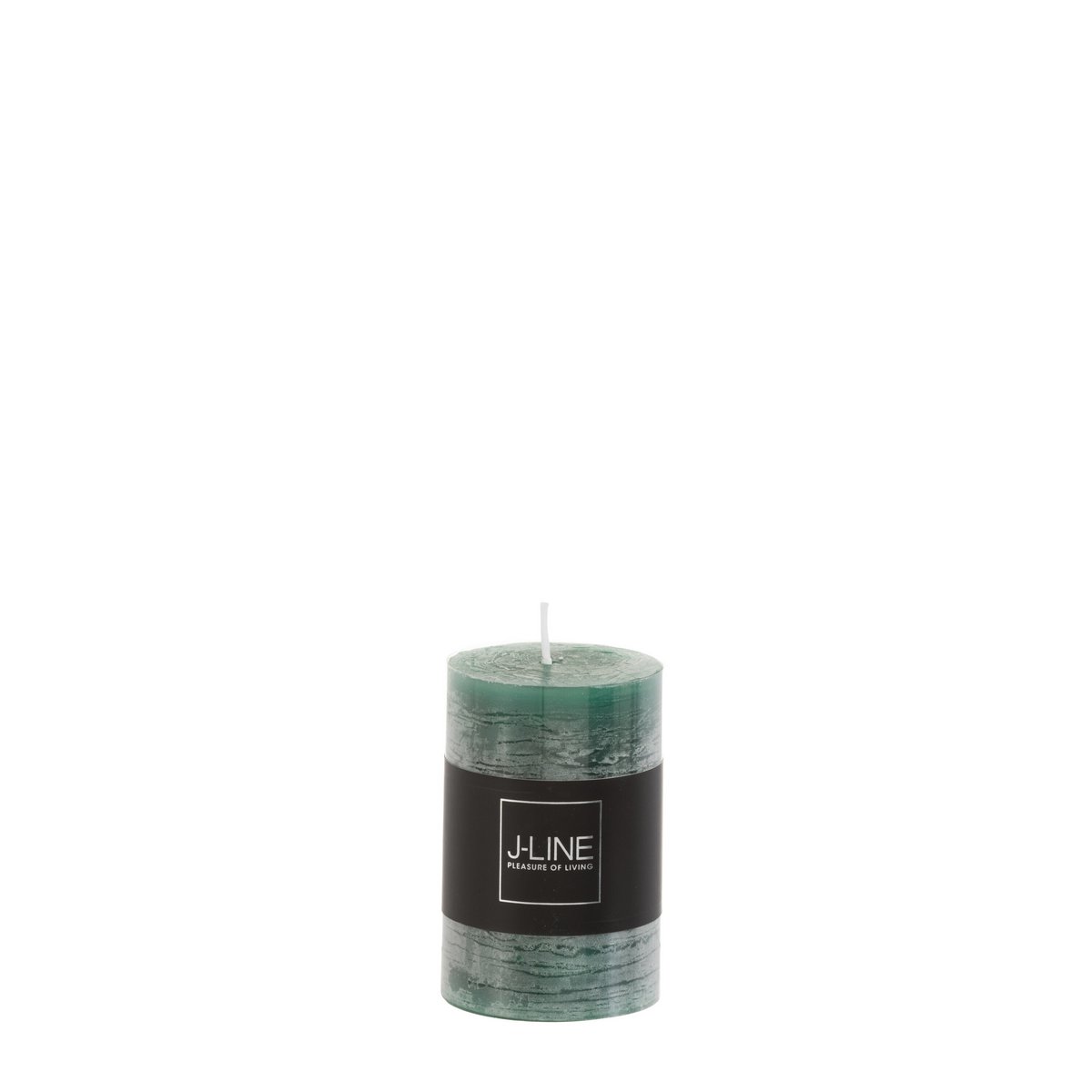 Bougie cylindrique J-Line vert foncé, élégante et raffinée, sur fond neutre