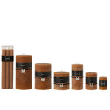 Bougie de table J-Line caramel, vue de face avec boîte de 6