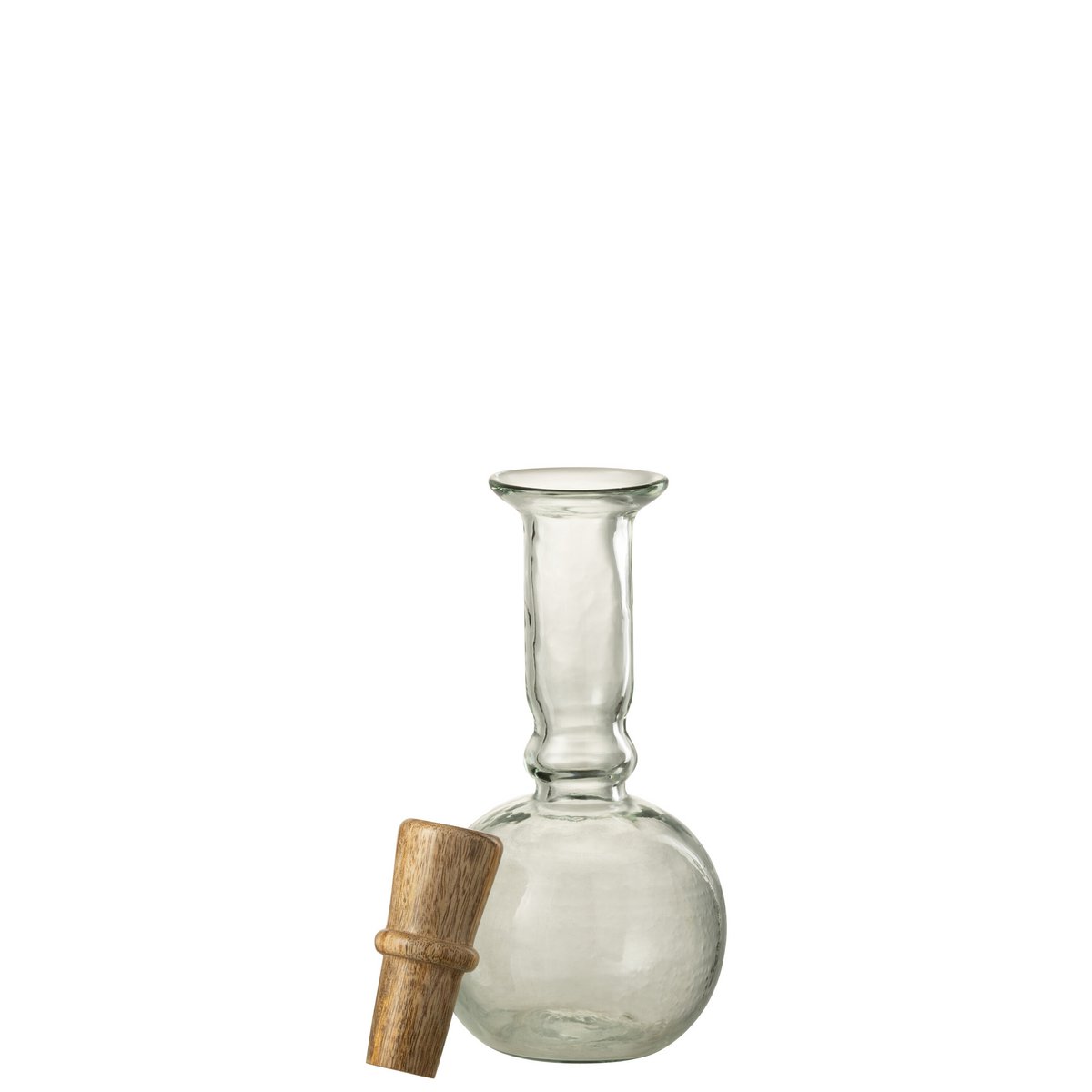 Carafe J-Line en verre transparent avec bouchon en bois, vue de face