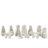 Crèche de Noël J-Line 11 pièces en céramique blanche et noire, vue d'ensemble.