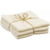 Lot de 3 essuie-mains tricotés Izan en Ecru, 25 x 25 cm, style élégant et éco-responsable.