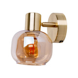 Place mural en verre "Libby", lampe murale classique en métal de couleur en laiton et verre teinté en ambre, avec douille E14, pour salle à manger, salon, couloir ou bureau, 16 cm