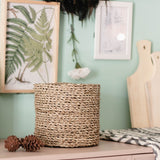 Petit panier en jonc de mer BHINNEKA | Panier à plantes | Panier Boho tissé | Jardinière | Panier décoratif | Petit panier de rangement | Panier à fleurs rond