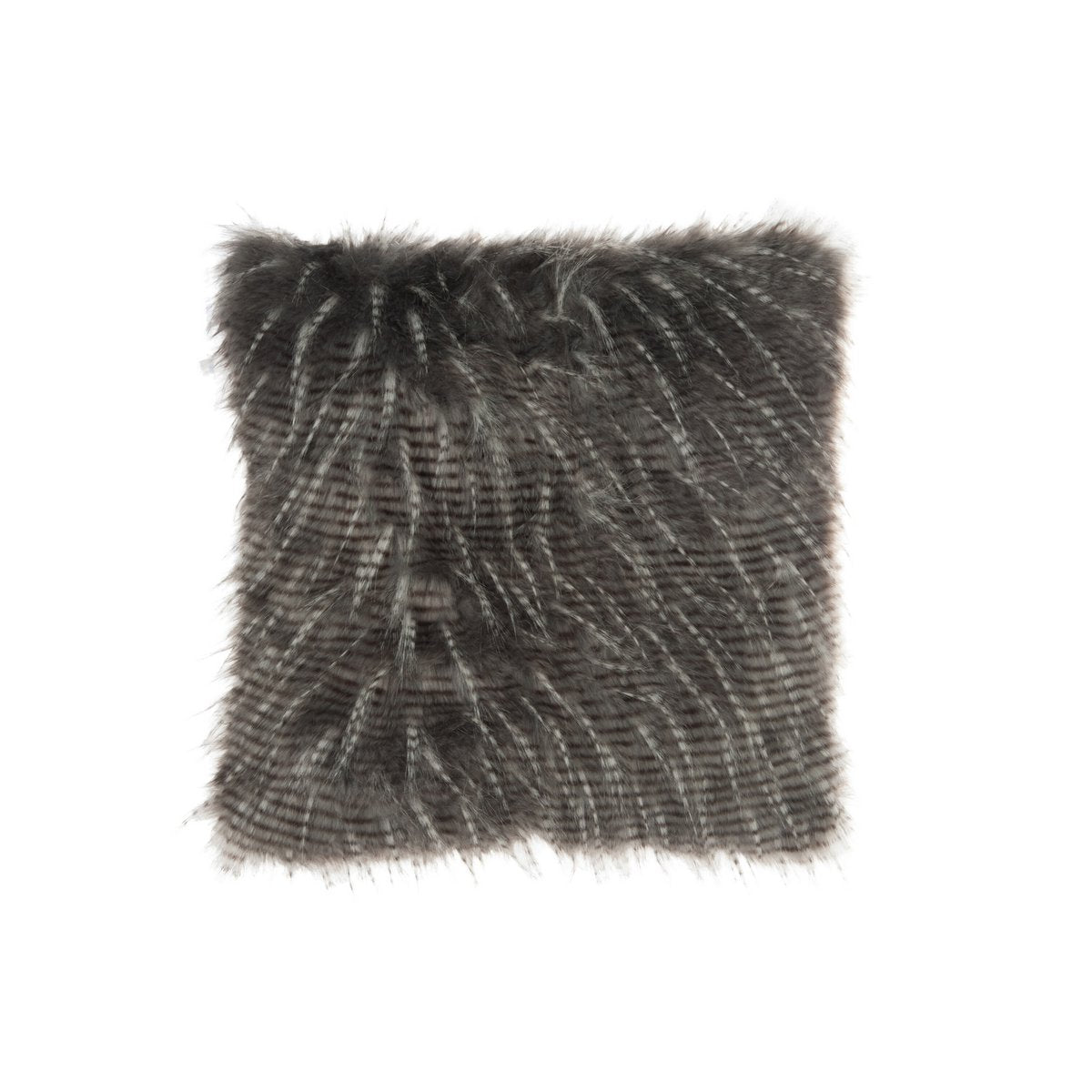 Coussin J-Line en fausse fourrure blanc et gris, détail texture