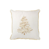 Coussin J-Line Arbre en textile blanc et doré, vue de face