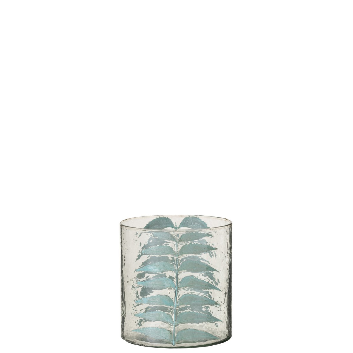 Vase Feuilles de J-Line en verre bleu et transparent, Ø 15 cm