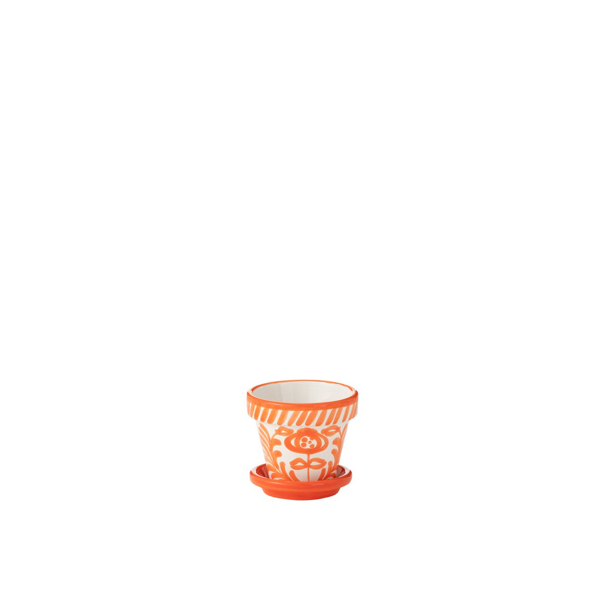 Pot de fleurs J-Line Grenade en céramique orange, vue de face