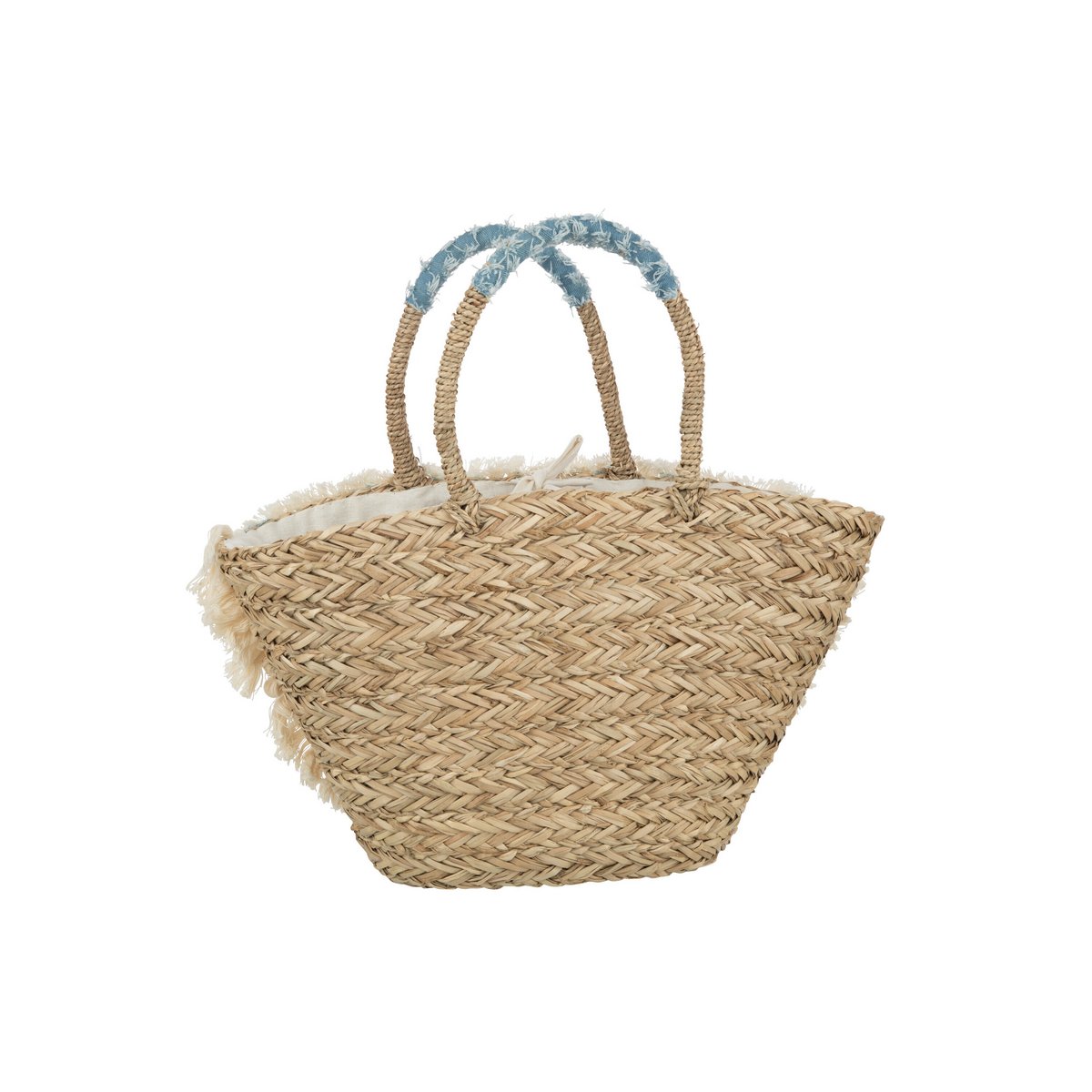 Détail des franges et motifs floraux du sac de plage J-Line