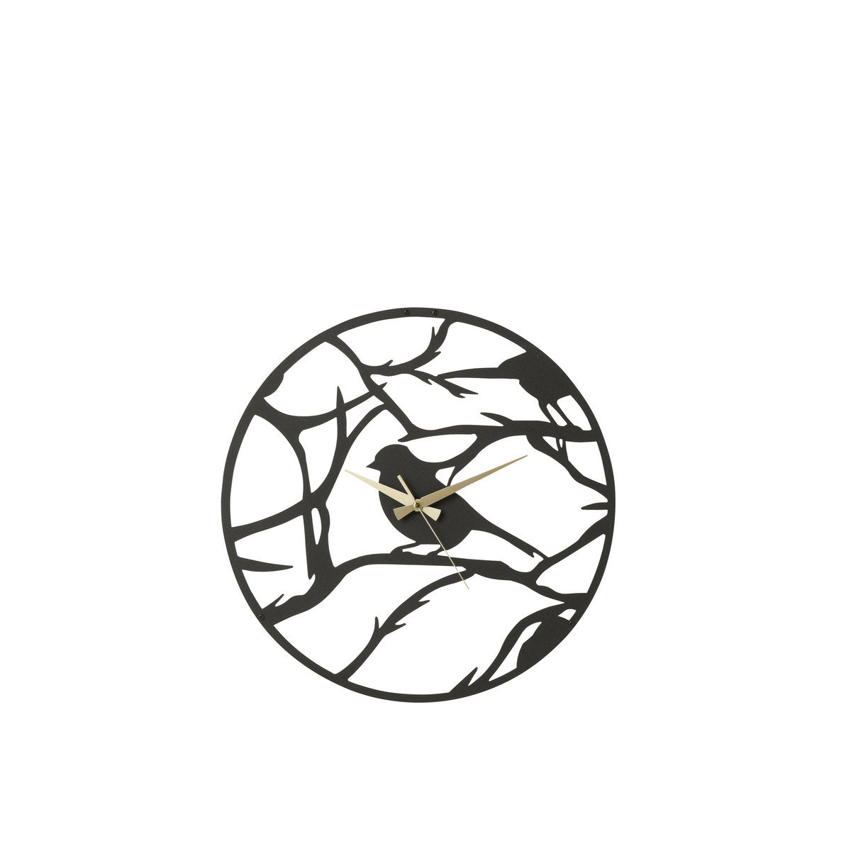 Horloge J-Line Klok Vogel en métal noir, design élégant et moderne.