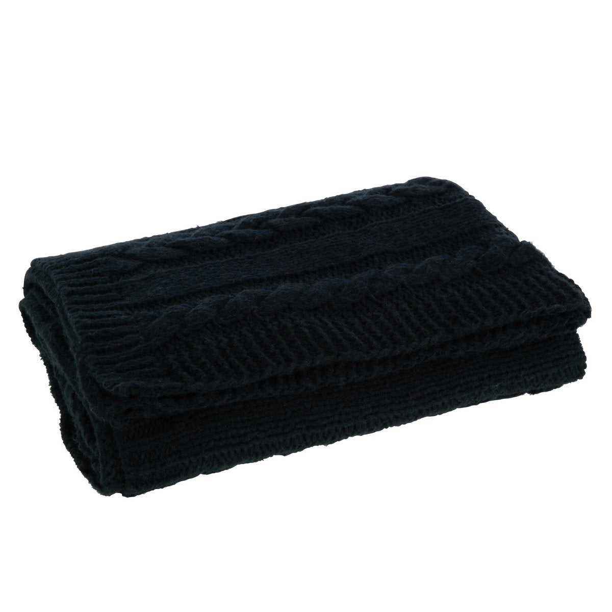 Plaid noir J-Line sur canapé - Accessoire décoratif tendance