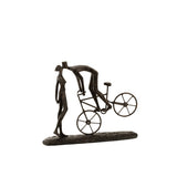 J-Line décoration Couple Kiss On Bicycle - polyrésine - marron - H 30,5 cm