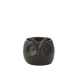 Pot de fleurs hibou noir en porcelaine, vue avant
